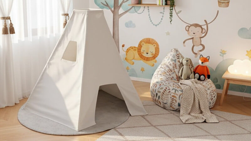 Ein Tipi für Kinder, hergestellt in Frankreich