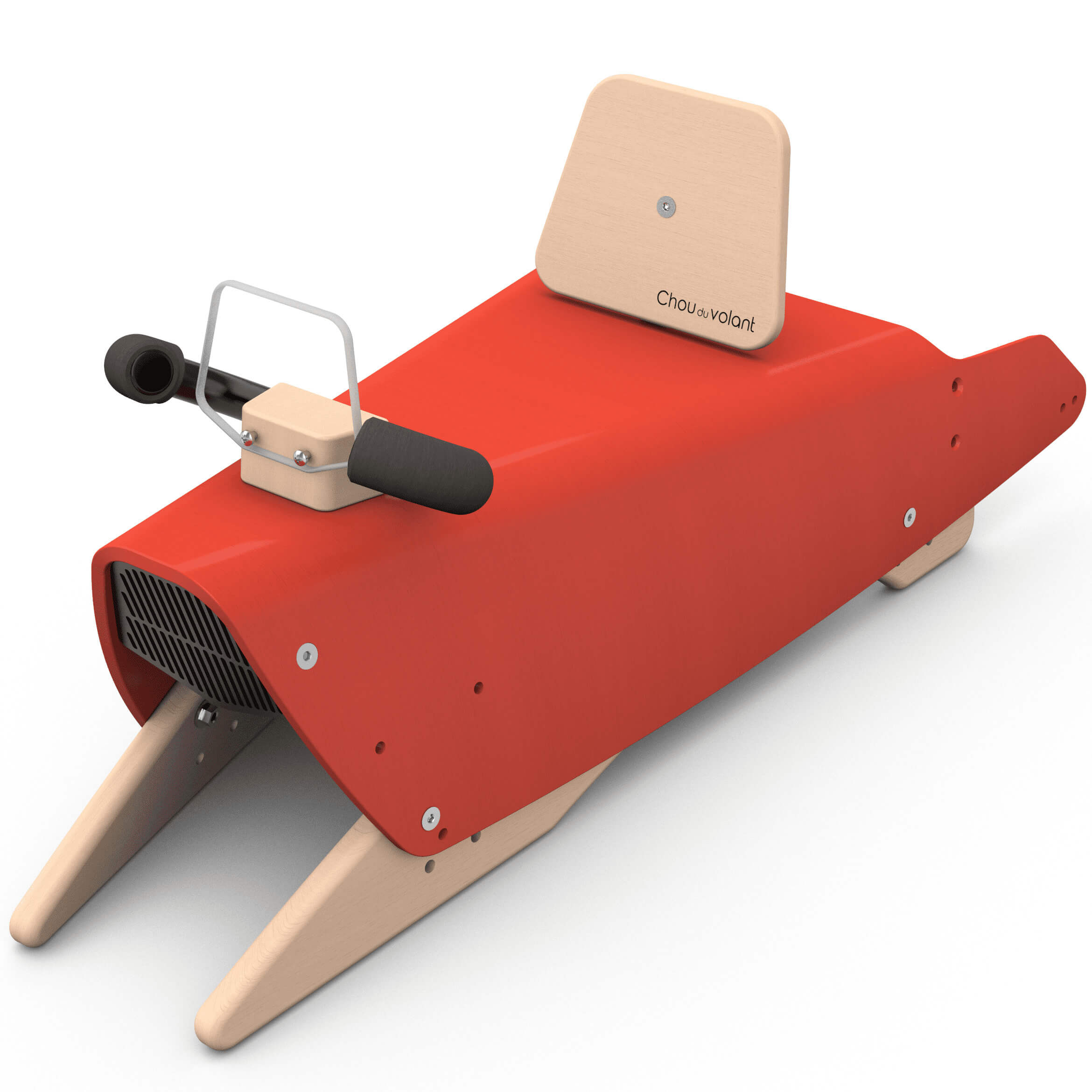 Voiture a bascule en bois rouge (1)