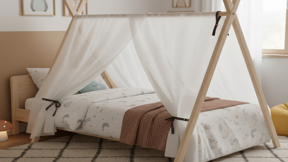 una tienda de campaña para la cama de un niño en una habitación 2