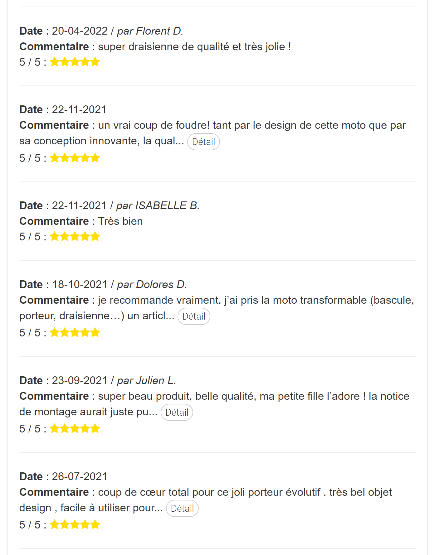 Avis client jouets chou du volant